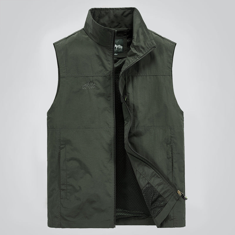 Herren Leichte winddichte Outdoor-Weste mit Stehkragen, Mesh-Futter & Reißverschlusstaschen Nord Taschen