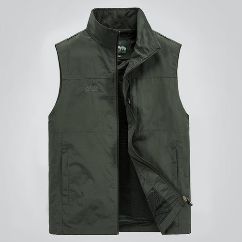 Herren Leichte winddichte Outdoor-Weste mit Stehkragen, Mesh-Futter & Reißverschlusstaschen Nord Taschen