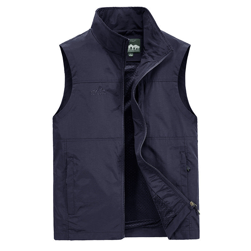 Herren Leichte winddichte Outdoor-Weste mit Stehkragen, Mesh-Futter & Reißverschlusstaschen Nord Taschen