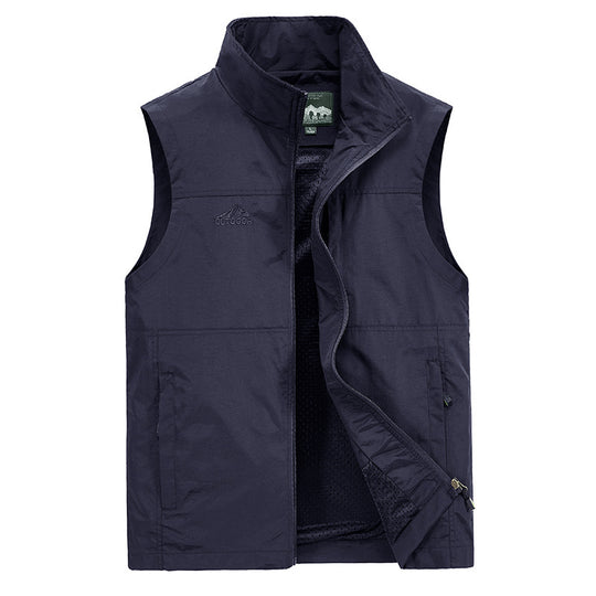 Herren Leichte winddichte Outdoor-Weste mit Stehkragen, Mesh-Futter & Reißverschlusstaschen Nord Taschen