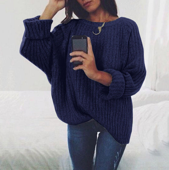 Damen Grobstrickpullover mit lockerer Passform und trendigem Rippenmuster