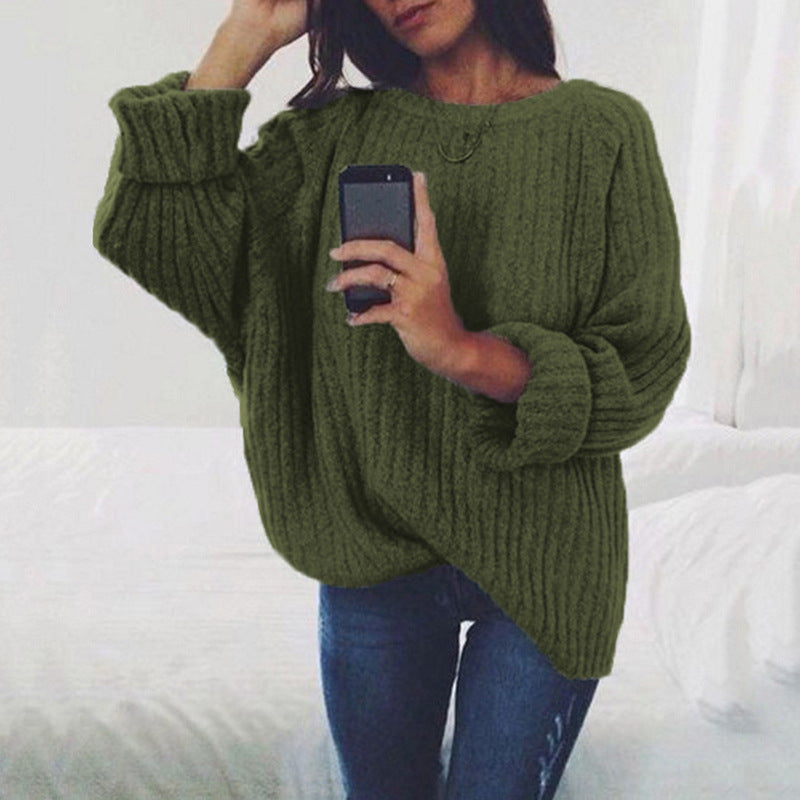 Damen Grobstrickpullover mit lockerer Passform und trendigem Rippenmuster