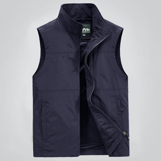 Herren Leichte winddichte Outdoor-Weste mit Stehkragen, Mesh-Futter & Reißverschlusstaschen Nord Taschen