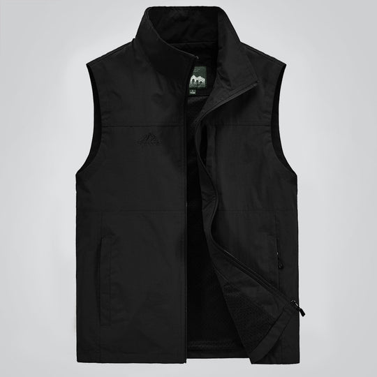 Herren Leichte winddichte Outdoor-Weste mit Stehkragen, Mesh-Futter & Reißverschlusstaschen Nord Taschen