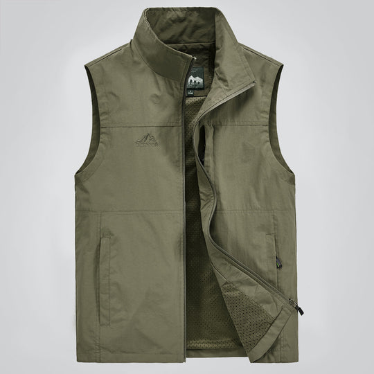 Herren Leichte winddichte Outdoor-Weste mit Stehkragen, Mesh-Futter & Reißverschlusstaschen Nord Taschen