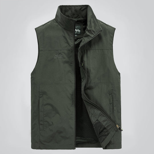Herren Leichte winddichte Outdoor-Weste mit Stehkragen, Mesh-Futter & Reißverschlusstaschen Nord Taschen