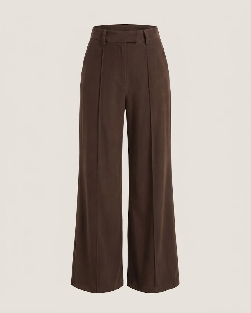 Damen Hochtaillierte, weite Palazzo-Hose mit Bügelfalte und frontaler Naht Nord Taschen
