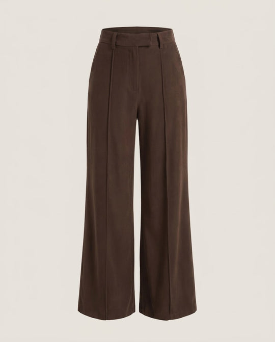 Damen Hochtaillierte, weite Palazzo-Hose mit Bügelfalte und frontaler Naht Nord Taschen
