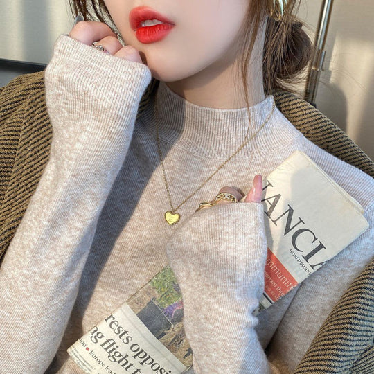Damen-Strickpullover, Stehkragen, figurbetont