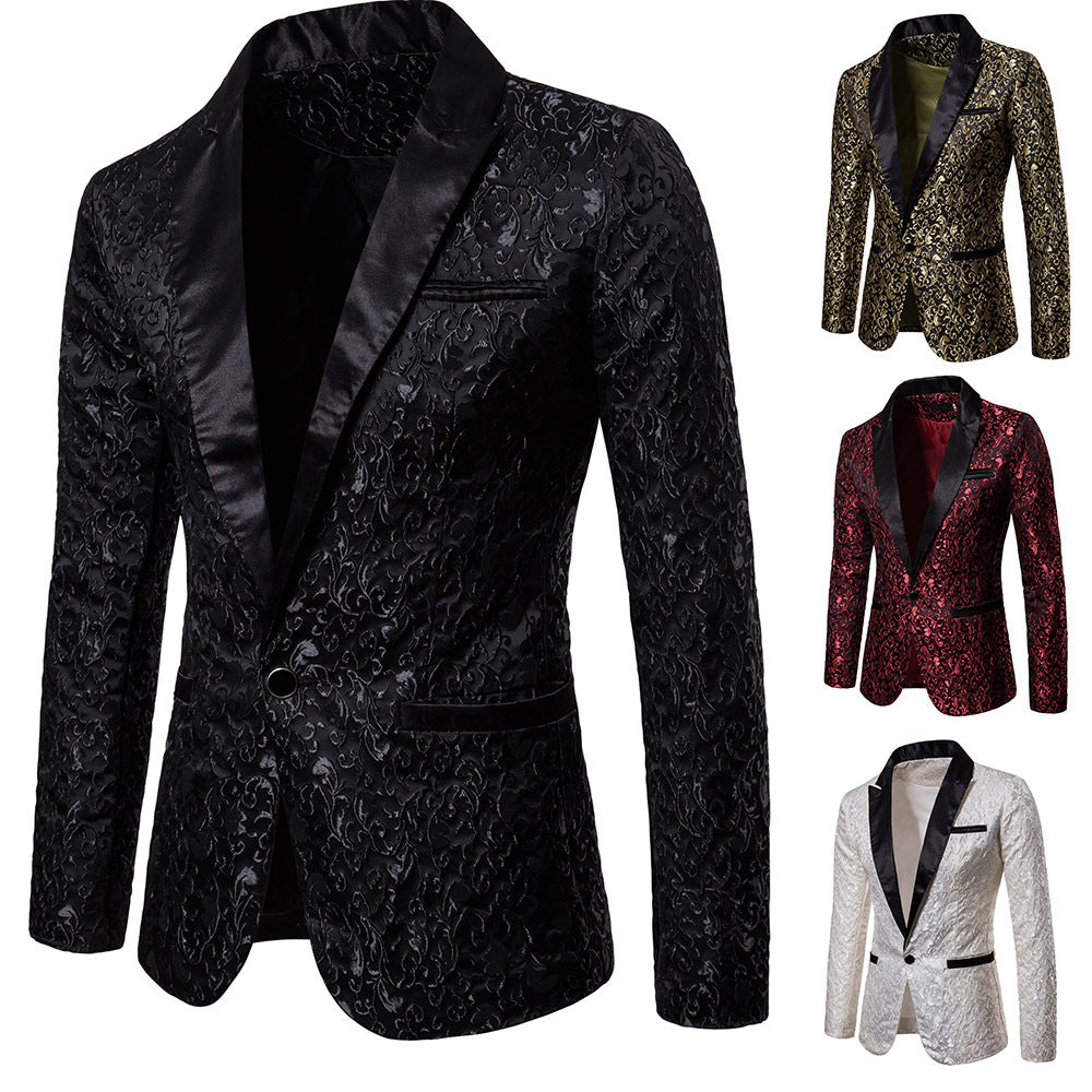 Herren ornamentales Smokingsakko mit Satinrevers und brokatstrukturierter Oberfläche Nord Taschen