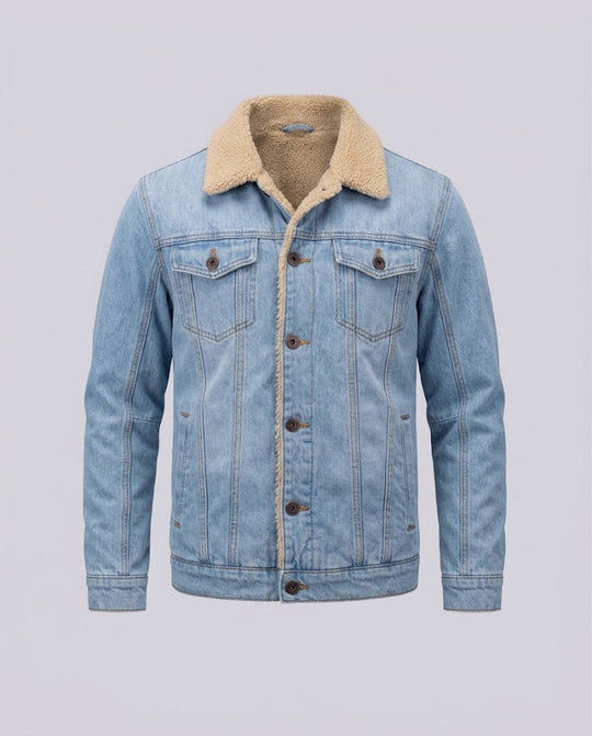 Herren Freizeit Denim Jacke mit Teddy-Fütterung Nord Taschen