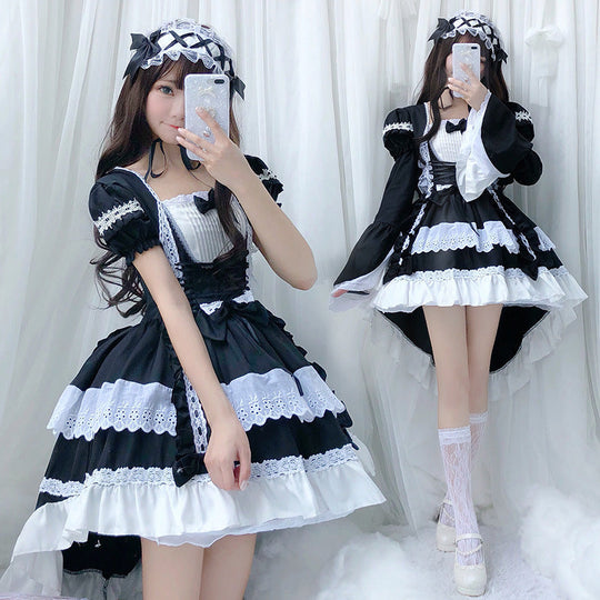 Damen verspieltes Lolita Kleid mit aufwendigen Spitzen- und Rüschendetails Nord Taschen