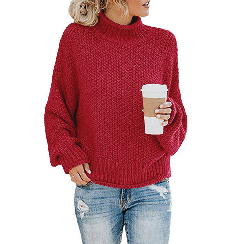 Damen Grobstrick-Pullover mit Stehkragen, Blockstreifen und Oversize-Passform Nord Taschen