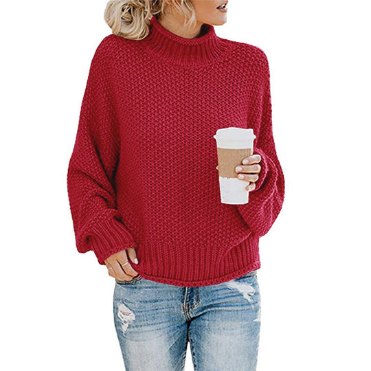 Damen Grobstrick-Pullover mit Stehkragen, Blockstreifen und Oversize-Passform Nord Taschen