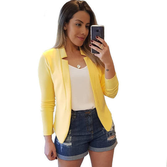 Damen Taillierter Business-Blazer mit minimalistischem Stehkragen Nord Taschen