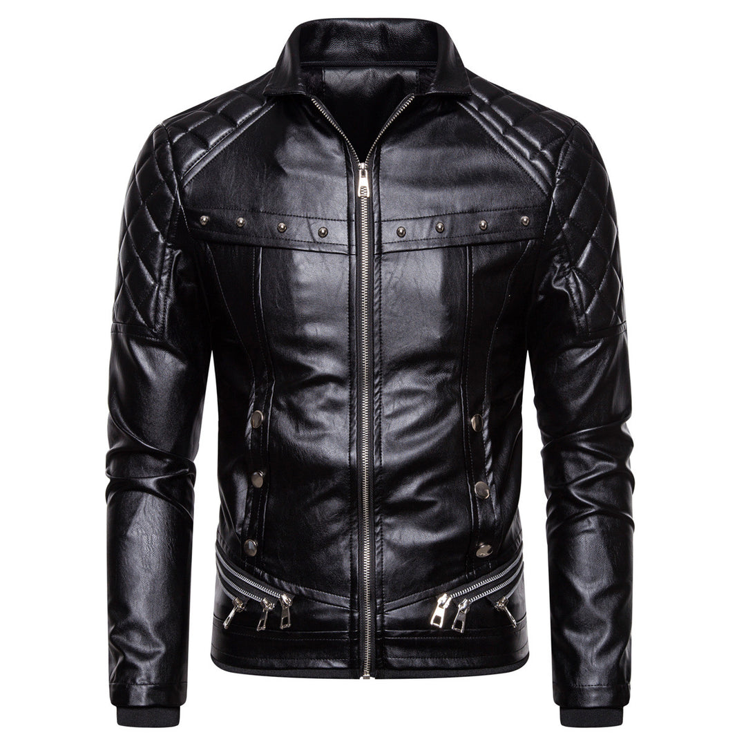 Herren Biker-Lederjacke im Vintage-Look mit gesteppter Schulter und breitem Kunstfellkragen Nord Taschen