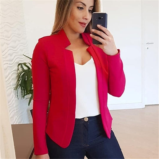 Damen Taillierter Business-Blazer mit minimalistischem Stehkragen Nord Taschen