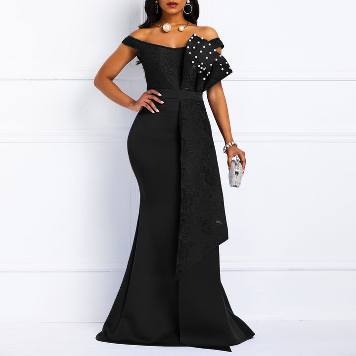 Damen Elegantes Abendkleid mit floralem Oberteil und schwingendem Saum
