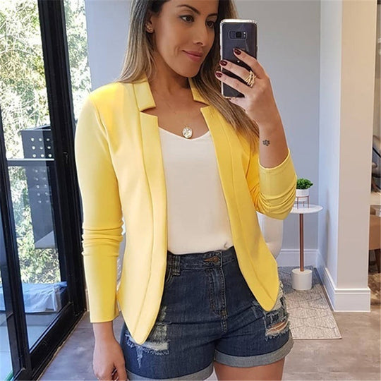 Damen Taillierter Business-Blazer mit minimalistischem Stehkragen Nord Taschen