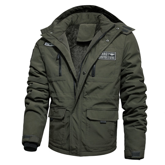 Herren Winterparka mit abnehmbarer Kapuze und Kunstfellbesatz Nord Taschen