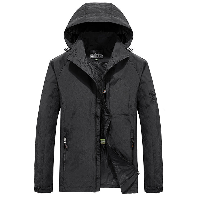 Herren Leichte Softshell-Outdoorjacke mit Kapuze, atmungsaktivem Meshfutter und Reißverschlussbrusttasche Nord Taschen