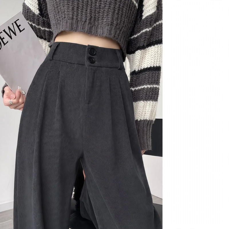 Gefütterte Chenille-Hose mit hohem Bund