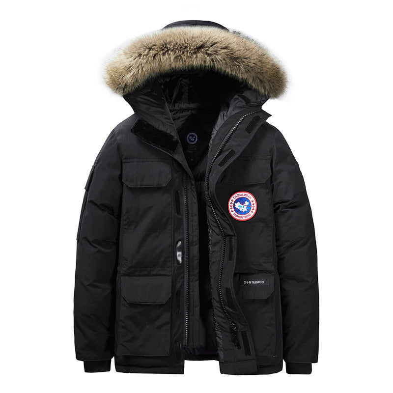 Herren Wattierte Winterparka mit Kunstfell-Kapuze und Mehrfachtaschen Nord Taschen