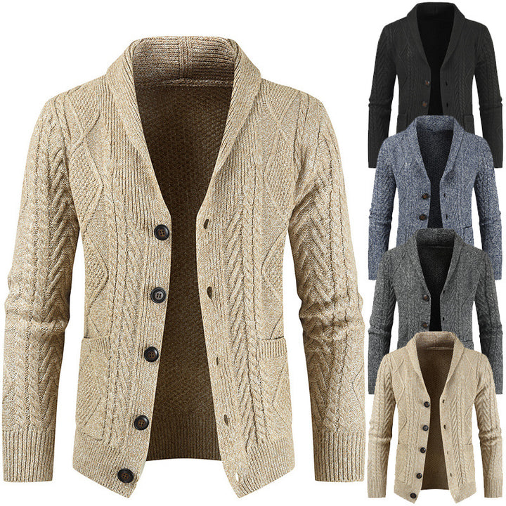 Herren Strickcardigan mit Zopfmuster und Schalkragen Nord Taschen