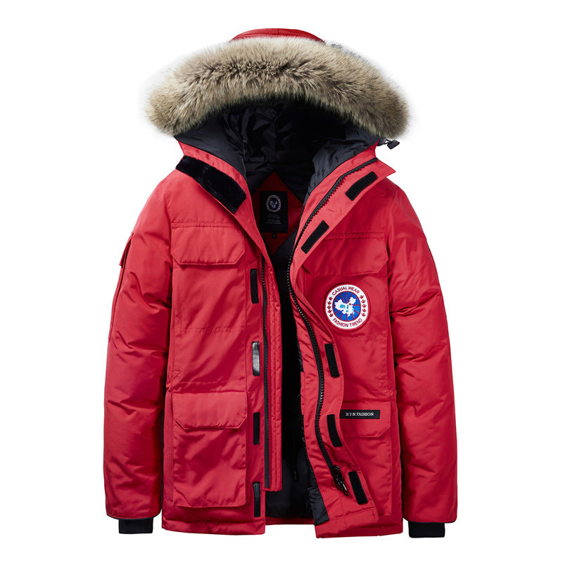Herren Wattierte Winterparka mit Kunstfell-Kapuze und Mehrfachtaschen Nord Taschen
