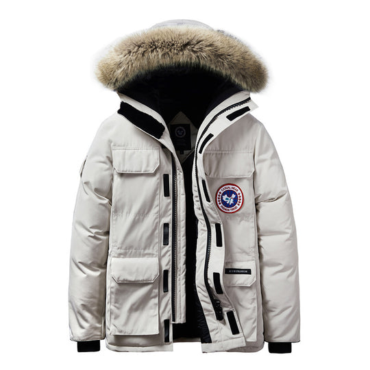 Herren Wattierte Winterparka mit Kunstfell-Kapuze und Mehrfachtaschen Nord Taschen