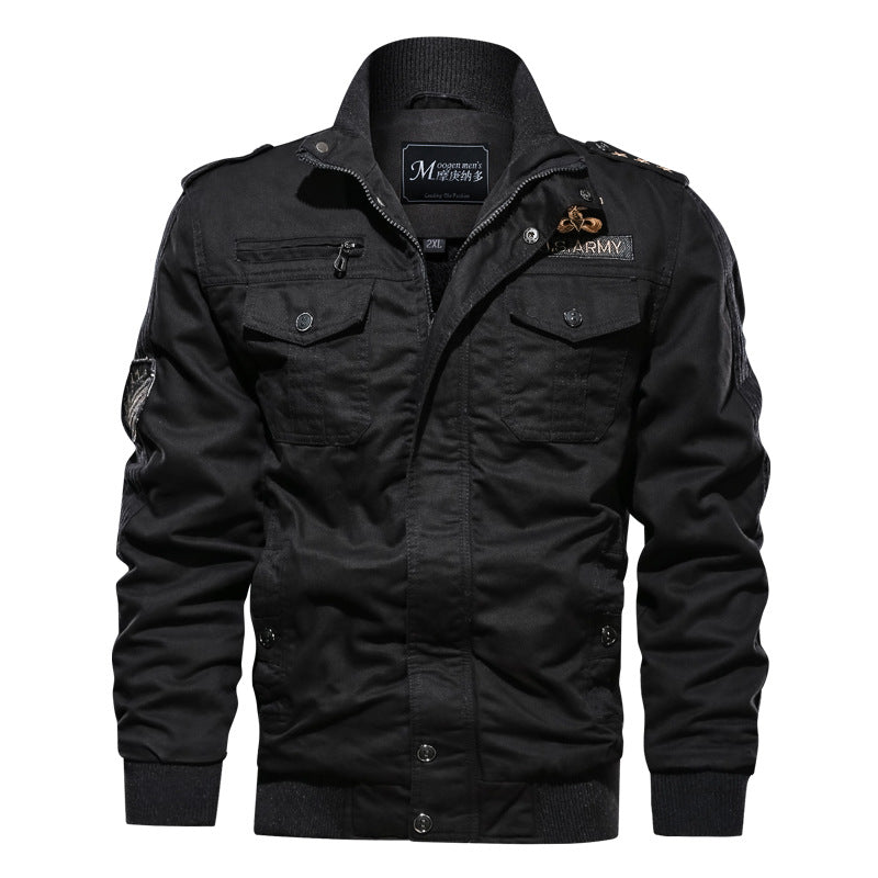 Herren Military-inspirierte Field-Bomberjacke mit Stehkragen, Schulterklappen & wattierter Innenlage Nord Taschen