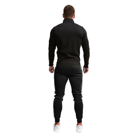 Herren Athletischer Slim-Fit Trainingsanzug mit Stehkragen, Zip-Jacke und Jogger mit Seitenstreifen Nord Taschen