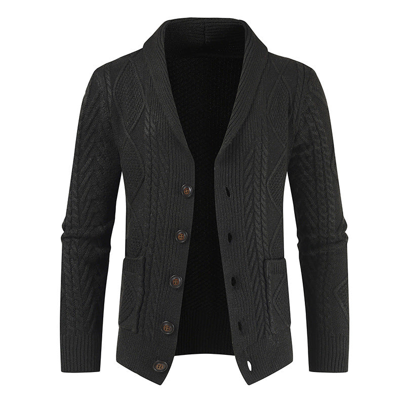 Herren Strickcardigan mit Zopfmuster und Schalkragen Nord Taschen