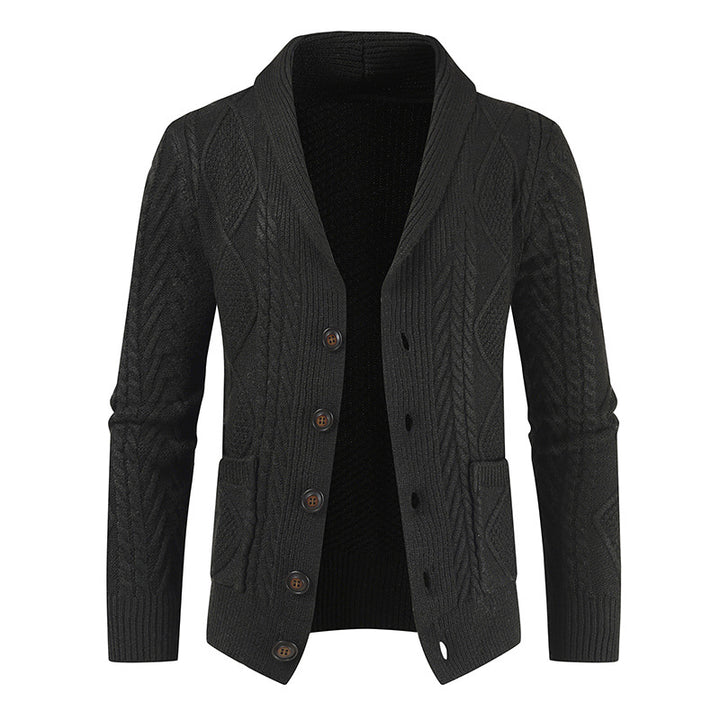 Herren Strickcardigan mit Zopfmuster und Schalkragen Nord Taschen