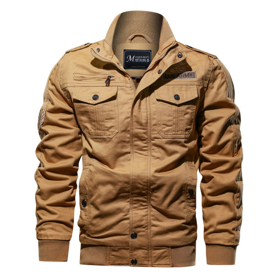 Herren Military-inspirierte Field-Bomberjacke mit Stehkragen, Schulterklappen & wattierter Innenlage Nord Taschen
