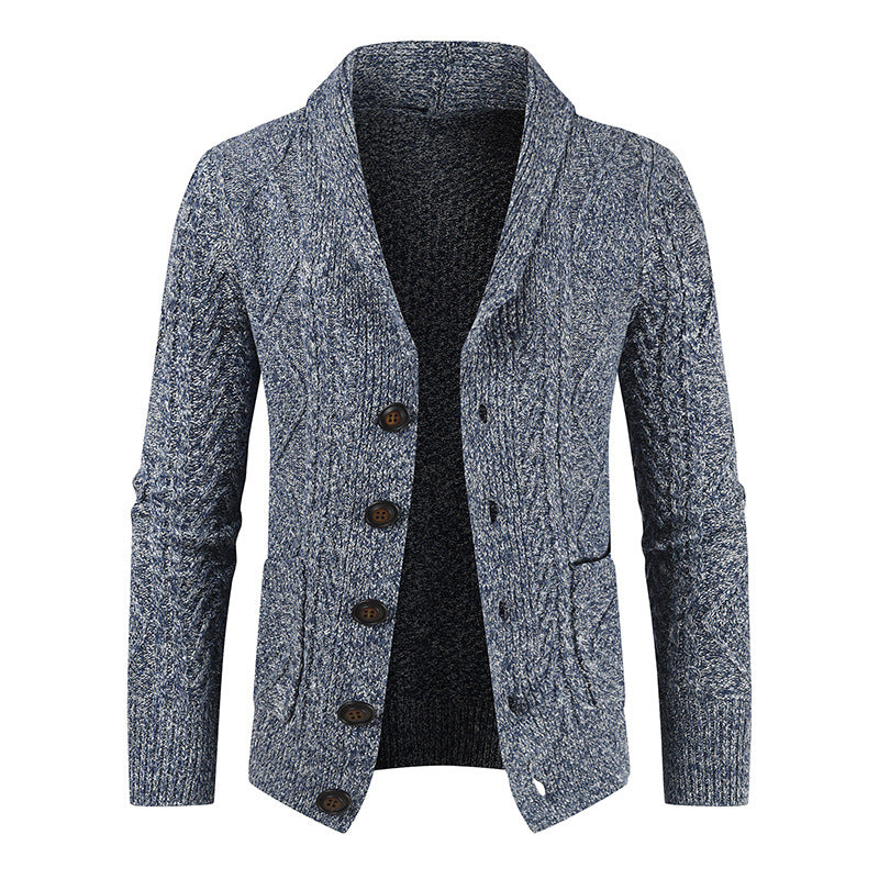 Herren Strickcardigan mit Zopfmuster und Schalkragen Nord Taschen