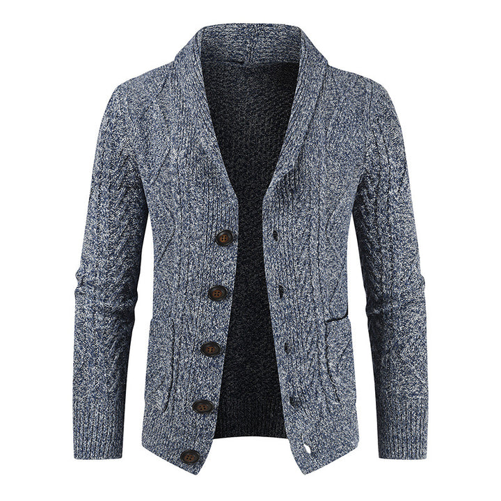 Herren Strickcardigan mit Zopfmuster und Schalkragen Nord Taschen