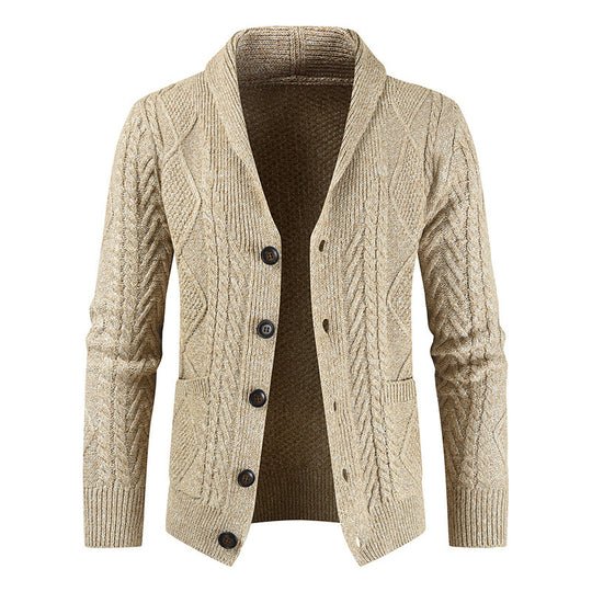 Herren Strickcardigan mit Zopfmuster und Schalkragen Nord Taschen