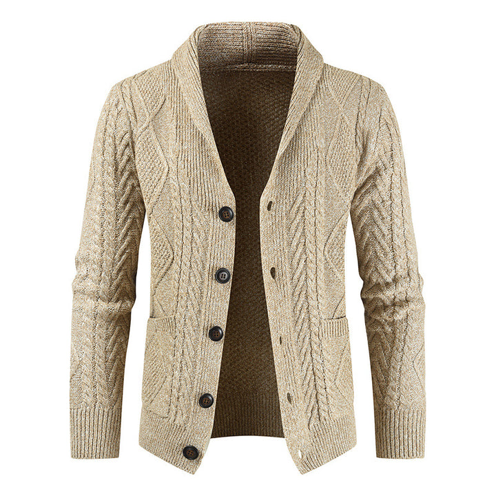 Herren Strickcardigan mit Zopfmuster und Schalkragen Nord Taschen