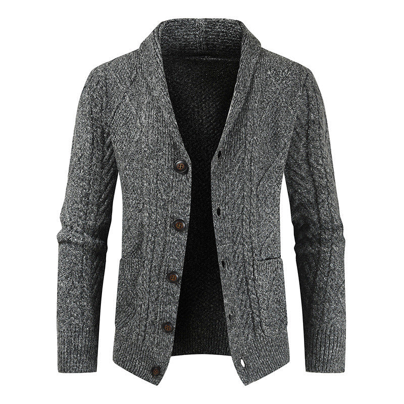 Herren Strickcardigan mit Zopfmuster und Schalkragen Nord Taschen
