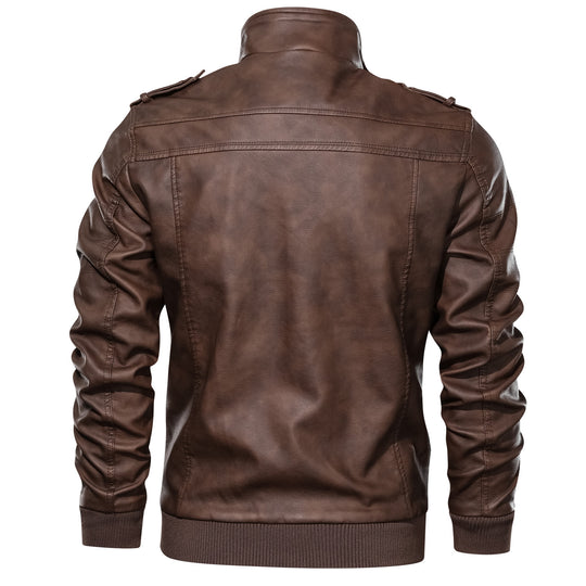 Herren Stilvolle Kunstlederjacke mit integrierter Kapuze Nord Taschen