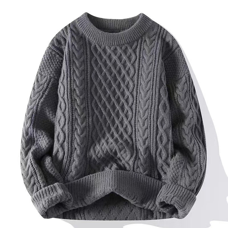 Grober Strickpullover mit Zopfmuster für Herren