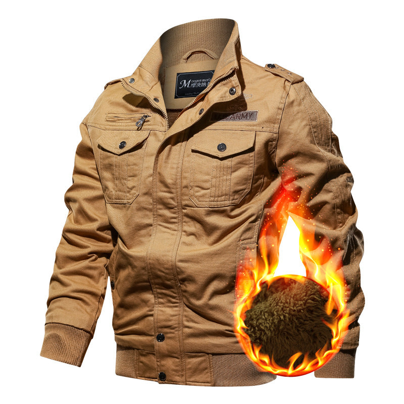 Herren Military-inspirierte Field-Bomberjacke mit Stehkragen, Schulterklappen & wattierter Innenlage Nord Taschen