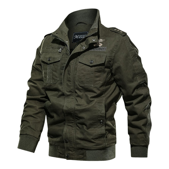 Herren Military-inspirierte Field-Bomberjacke mit Stehkragen, Schulterklappen & wattierter Innenlage Nord Taschen