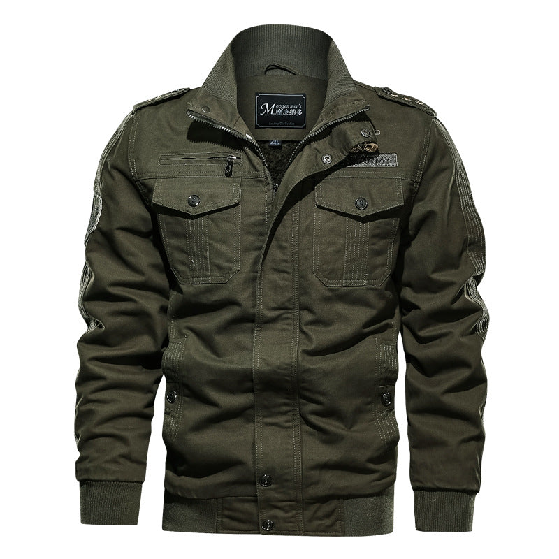 Herren Military-inspirierte Field-Bomberjacke mit Stehkragen, Schulterklappen & wattierter Innenlage Nord Taschen