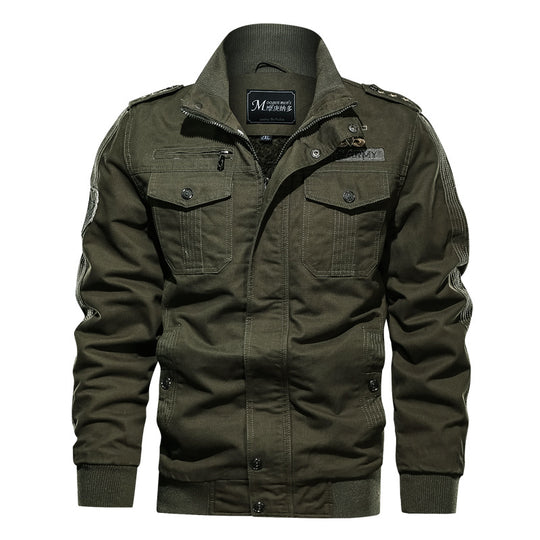 Herren Military-inspirierte Field-Bomberjacke mit Stehkragen, Schulterklappen & wattierter Innenlage Nord Taschen