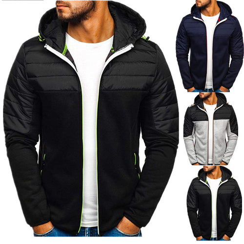 Herren gesteppter Kapuzen-Zipcardigan mit wattierter Schulterpartie und Reißverschlusstaschen Nord Taschen