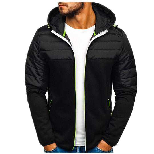 Herren gesteppter Kapuzen-Zipcardigan mit wattierter Schulterpartie und Reißverschlusstaschen Nord Taschen