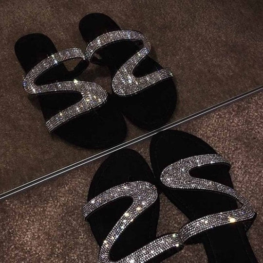 Damen Glamouröse Zehentrenner-Sandalen mit funkelnden Strass-Akzenten