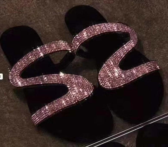 Damen Glamouröse Zehentrenner-Sandalen mit funkelnden Strass-Akzenten